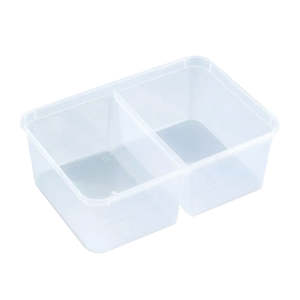 Microwavable Containers Rectangle: EC650-2C Plastic Rectangle 2 Part Container Clear 650ml | 50/Pack