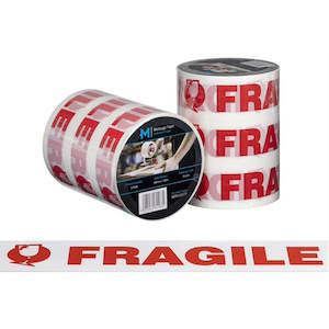 Printed Tapes Lopes: Fragile Printed Tape White/Red 48mm x 100m | 3/Pack
