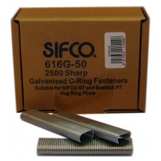 Sifco 616G-50 Galvanised Sharp Hog Ring Staples for G7 Hog Ring Plier | 2500/Box