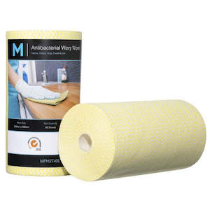 Cloths: M Antibacterial Wavy Wipes Heavy Duty Yellow | 90/Roll