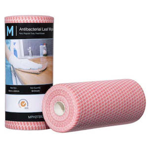 Cloths: M Antibacterial Leaf Wipes Regular Duty Red | 90/Roll