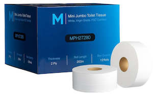 Toilet Paper: Matthews Mini Jumbo Toilet Tissue 200m per roll (Bundle of 12)