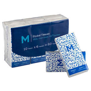 Facial Tissues: M Pocket Tissues 4 Ply 10 Tissues per pack | 6/Pack