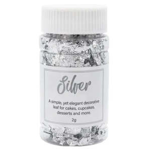 Decorations: GoBake Decorating Leaf Flakes Silver 2g