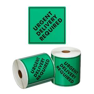 General Packaging: Urgent Delivery Required Shipping Labels Green/Black | 500/Roll