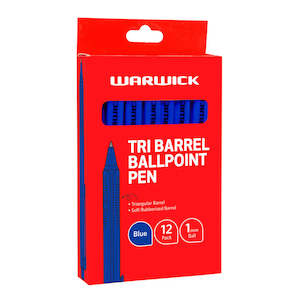 General Packaging: Warwick Tri Barrel Ballpoint Pens Blue | 12/Pack