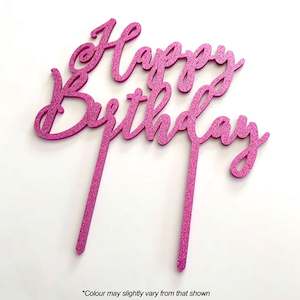 Cake Craft Happy Birthday Pink Glitter Acrylic Cake Topper
