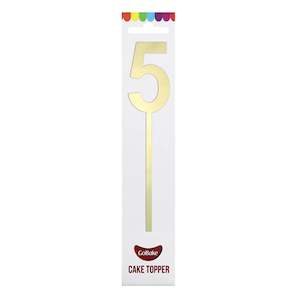 GoBake Small Mirror Number Topper #5 Gold