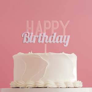 Cake & Candle Milkshake Happy Birthday Cake Topper Strawberry