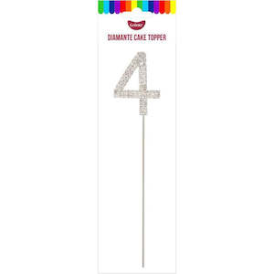 Diamante Toppers: GoBake Silver Diamante #4 Topper 4.5cm