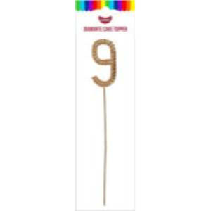 Diamante Toppers: GoBake Gold Diamante #9 Topper 4.5cm