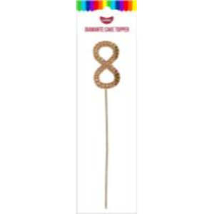 Diamante Toppers: GoBake Gold Diamante #8 Topper 4.5cm