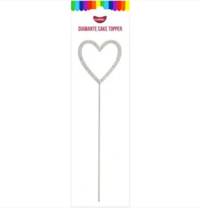 Diamante Toppers: GoBake Silver Heart Diamante Topper 4.5cm