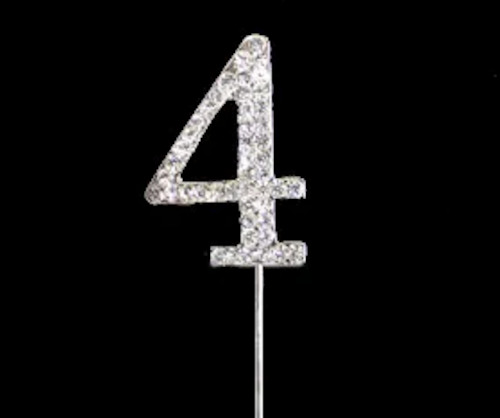 Bake Boss Number 4 Diamante Topper 4.5cm