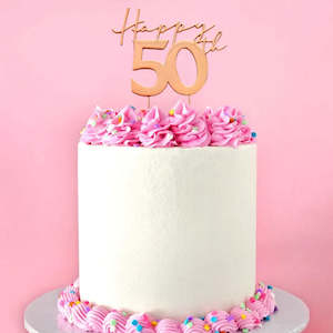 Cake Craft Metal Cake Topper Happy 50th Rose Gold