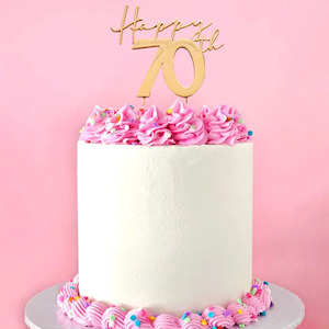 Cake Craft Metal Cake Topper Happy 70th Gold