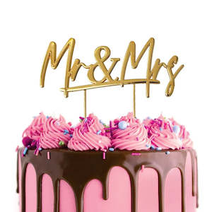 Cake Craft Metal Cake Topper Mr & Mrs Gold