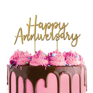 Metal Toppers: Cake Craft Happy Anniversary Metal Cake Topper Gold