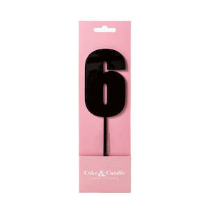 Cake & Candle Acrylic Mega Number Topper #6 Black