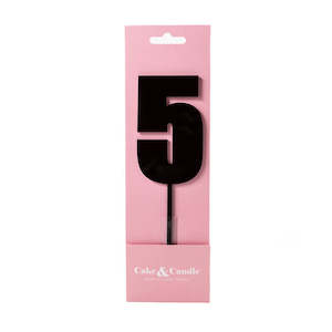 Cake & Candle Acrylic Mega Number Topper #5 Black