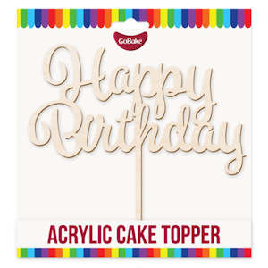 GoBake Acrylic Cake Topper Happy Birthday Natural