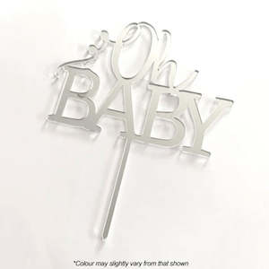 Baby Cake Toppers: Cake Craft Oh Baby Silver Mirror Acrylic Cake Topper