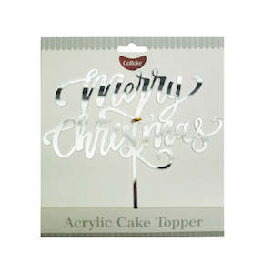 Seasonal Cake Toppers: GoBake Merry Christmas Silver Acrylic Cake Topper
