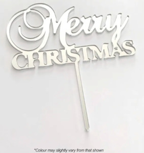 Seasonal Cake Toppers: Cake Craft Merry Christmas Silver Mirror Acrylic Cake Topper