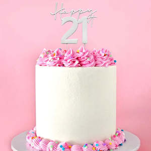 Cake Craft Metal Cake Topper Happy 21st Silver