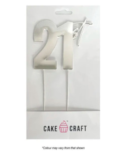 Milestone Cake Toppers: Cake Craft 21st Metal Cake Topper Silver 9cm