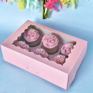 Cupcake Boxes: Cake Craft 6 Hole Cupcake Box Pink | Each