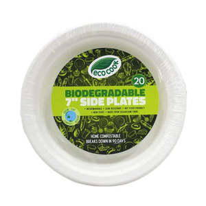 Eco Plates Bowls: EcoCook Biodegradable Side Plates 7" | 20/Pack