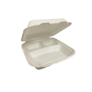 Sugarcane Clamshell 8" 3 Compartment B031 | 200/Ctn