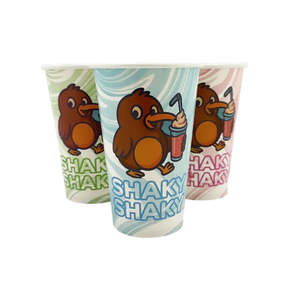 Paper Cold Cups: Qiwi Milkshake Cup 'Shaky Shaky' 16oz | 25/Pack