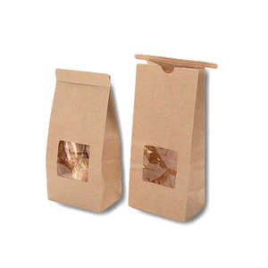 Brown Kraft Window Tin Tie Bag Small | 50/Pack