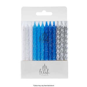 Candles: Wish Spiral Mix Candles Blue | 24/Pack