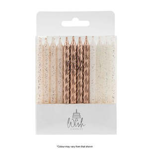 Candles: Wish Spiral Mix Candles Rose Gold | 24/Pack