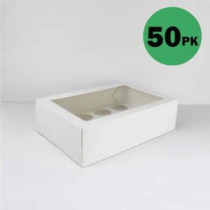 GoBake Window Cupcake Box 12 Hole with Insert | 50/Ctn