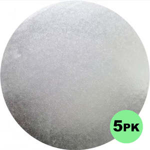 Cake Board Round Silver 8 Inch | 6mm Thick Masonite | 5/Pack
