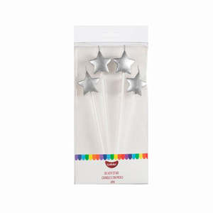 GoBake Star on Pick Candles Silver | 4/Pack