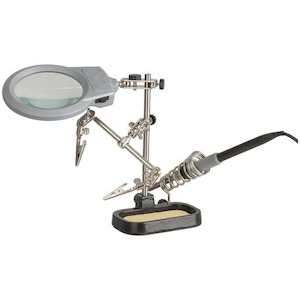 DURATECH Holder PCB with LED Magnifier and Soldering Iron Stand