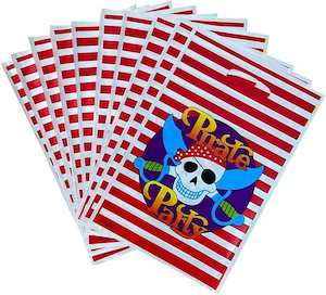 Pirate Party Red and White Stripe Treat Bags 8pcs