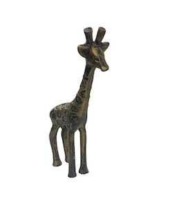 Metal Cast Aluminium Brushed Gold Giraffe Sculpture - MADE IN INDIA