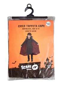 Scare House Child Taffeta Cape Black 84cm Age 8-14