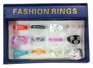 12pcs Colorful Plastic Fashion Rings