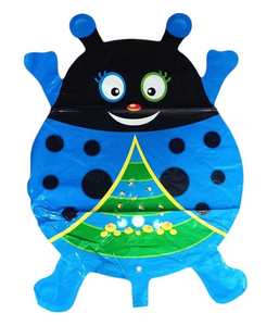 Home Living: Smiling Ladybug Foil Balloon Blue/Black 60 x 45cm - 5pk