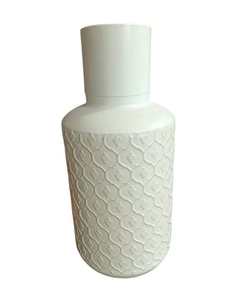 Retro Style Tin Metal Cream Textured Round Tabletop Vase Large - 37x16cm