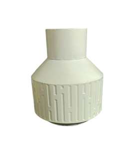 Retro Style Tin Metal Cream Textured Round Tabletop Vase Small - 23x19cm