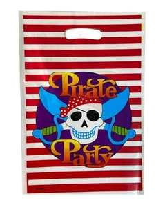 BULK BUY 180pk 8pcs Pirate Party Red and White Stripe Treat Bags