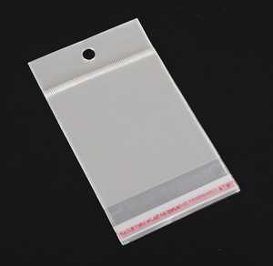 Self-Adhesive Clear Plastic Bag with Hanging Hole 11x19cm - Pack of 250 Pieces